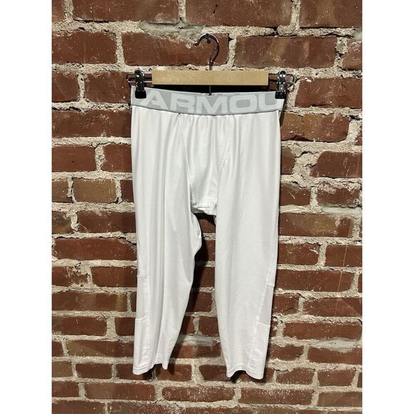 Under Armour Youth Boys White Cropped Compression Pants Size XL - Picture 1 of 3